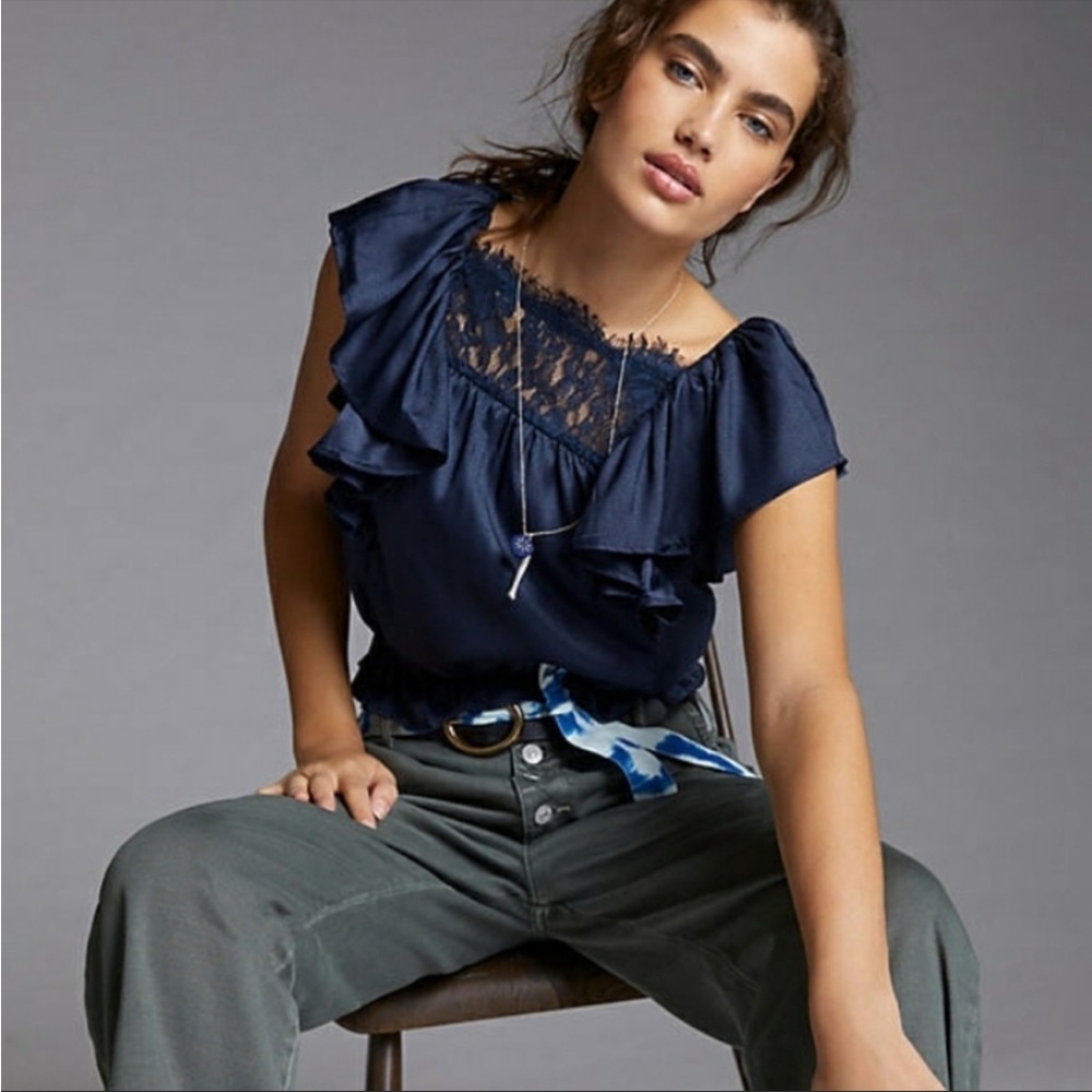 Anthropologie Porridge Blue Top